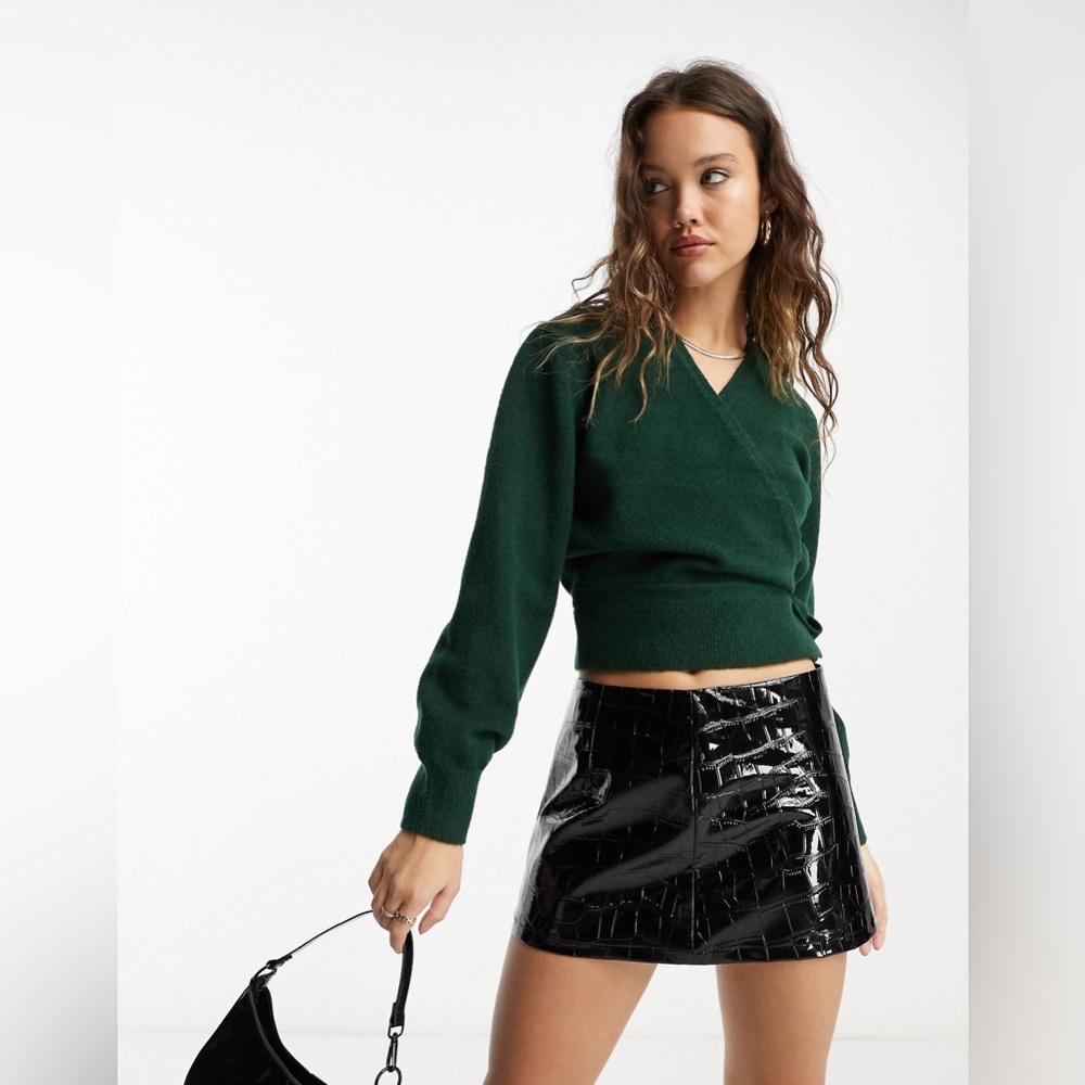 & Other Stories wrap cardigan in dark green